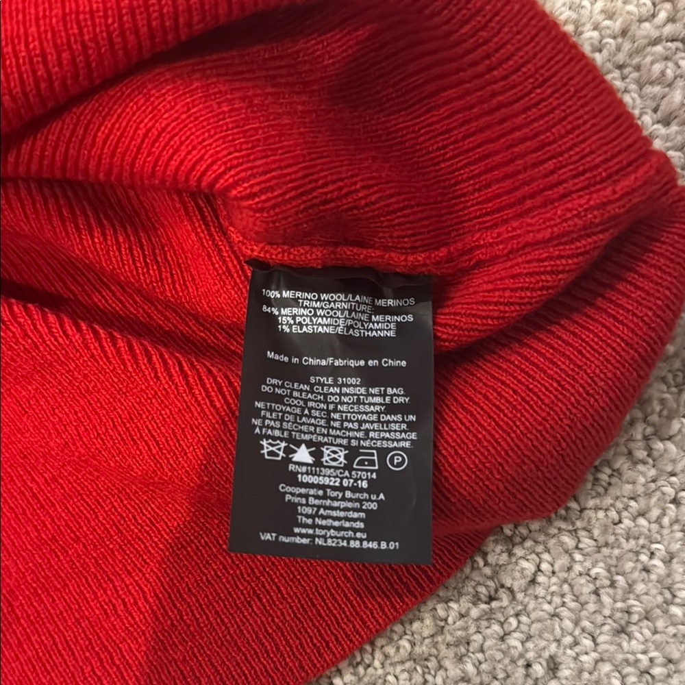 Tory Burch Red and Black Cowl Neck Sweater - Picture 4 of 4